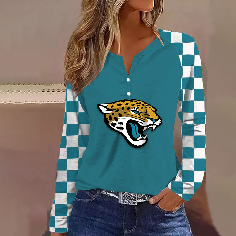 V NECK SHIFT Casual BLOUSE-Jacksonville Jaguars - fitnfan