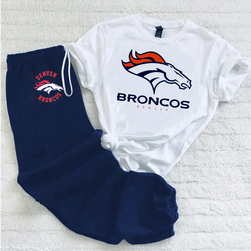 Casual loose fashion printed suit-Denver Broncos - fitnfan