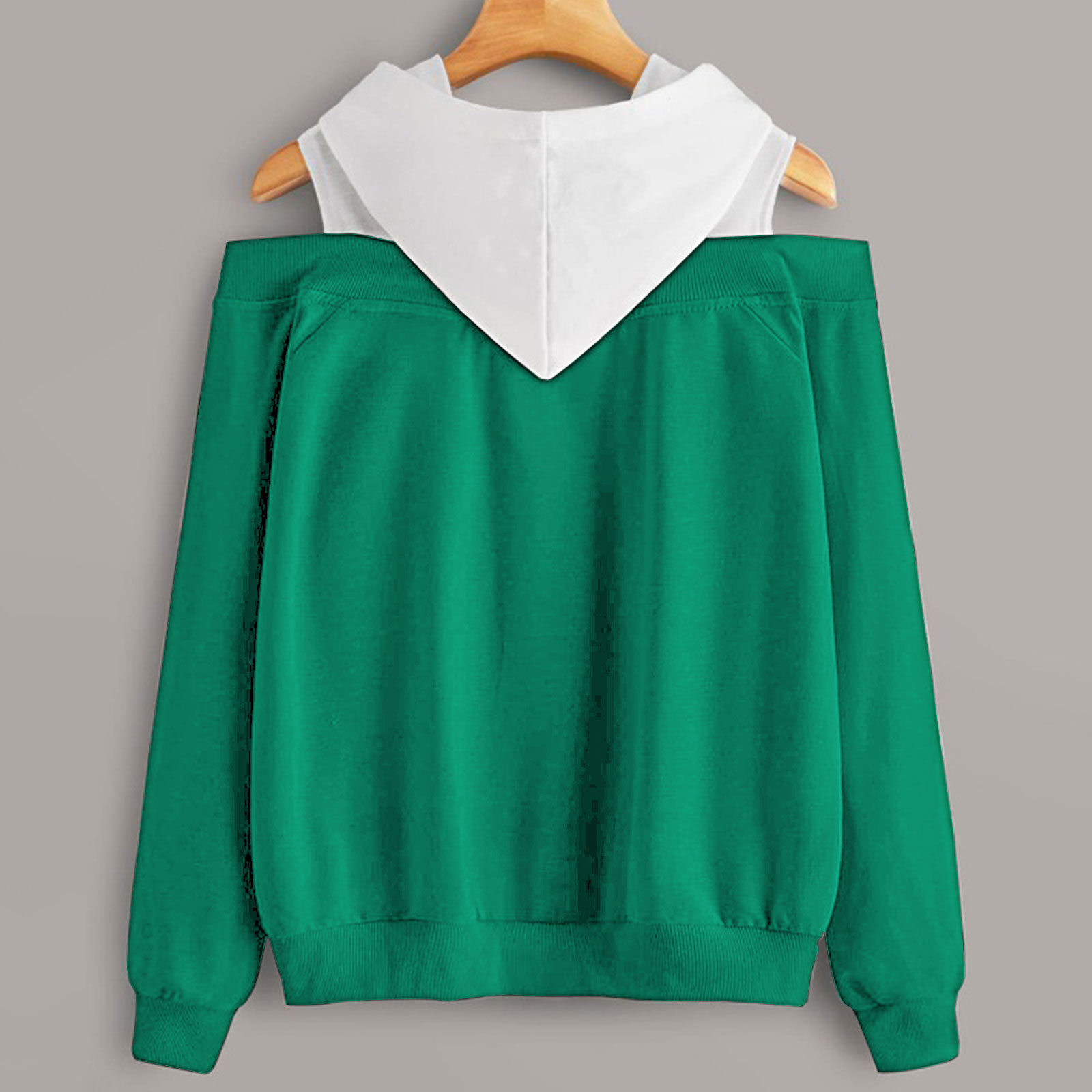 2 In 1 Colorblock Cold Shoulder Hoodie-New York Jets - fitnfan
