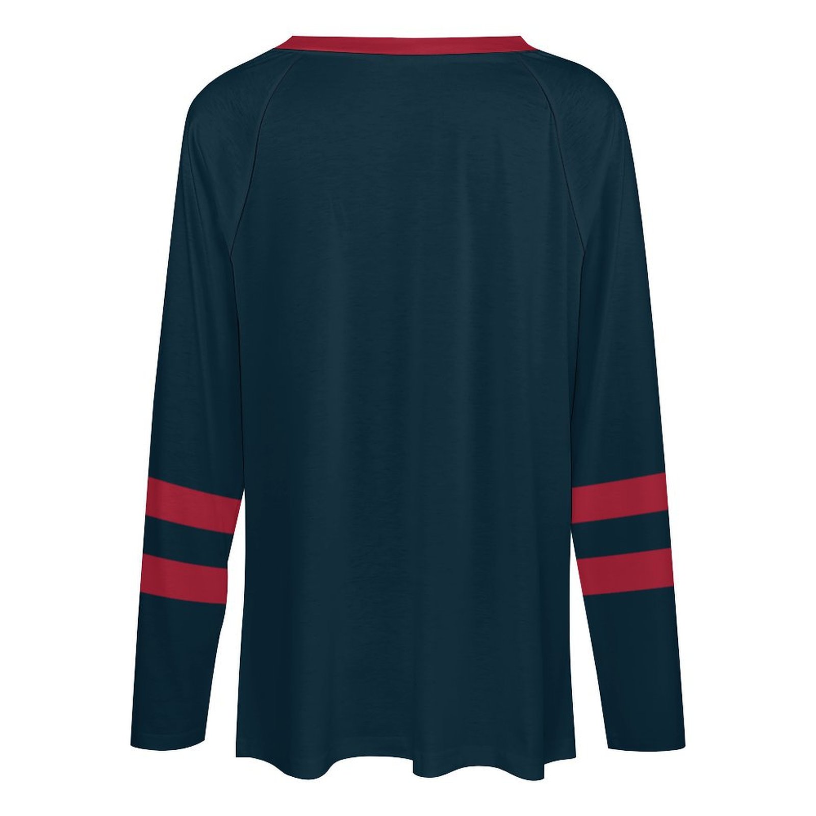 Houston Texans Women's V-neck Double-layered Long-sleeved Loose T-shirt-Houston Texans - fitnfan
