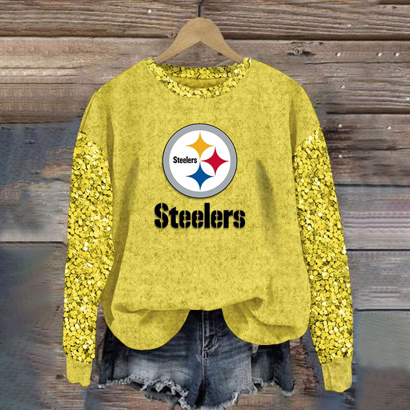 Sequined Sleeves Vintage Sweatshirt-Pittsburgh Steelers - fitnfan