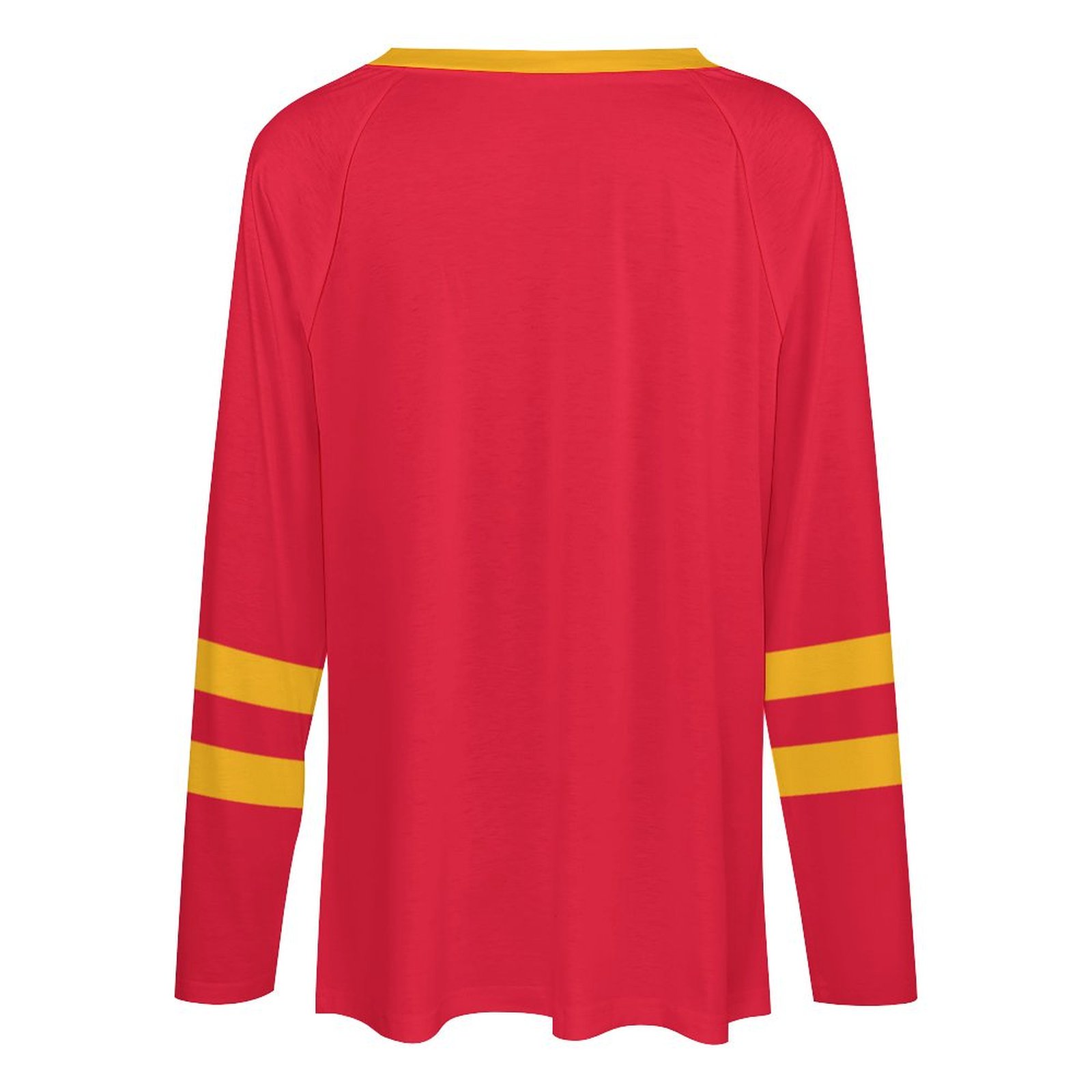 Kansas City Chiefs Women's V-neck Double-layered Long-sleeved Loose T-shirt - fitnfan