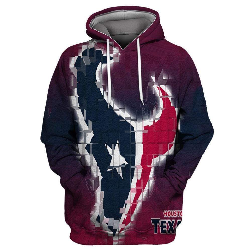 Houston Texans Printed Hooded Pocket Pullover Sweater-Houston Texans - fitnfan