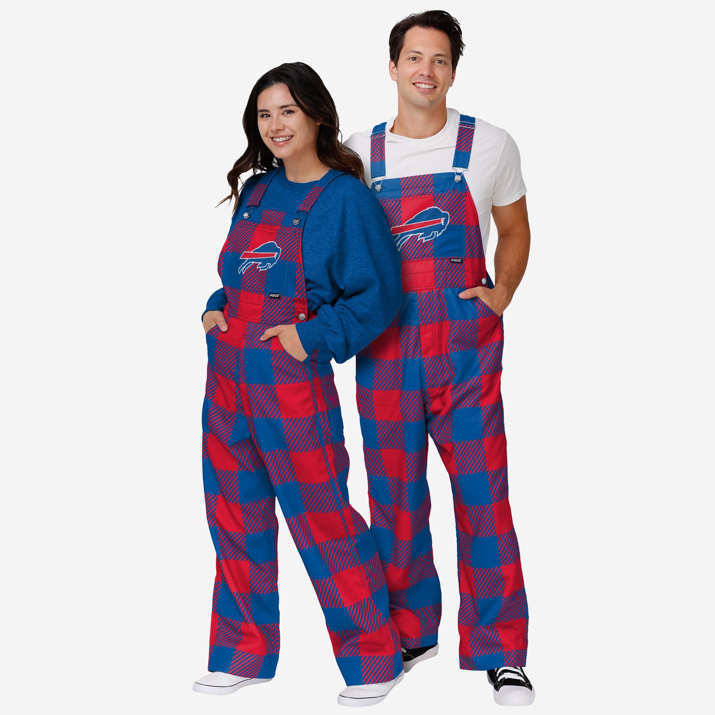 New Mens Plaid Bib Overalls-Buffalo Bills - fitnfan