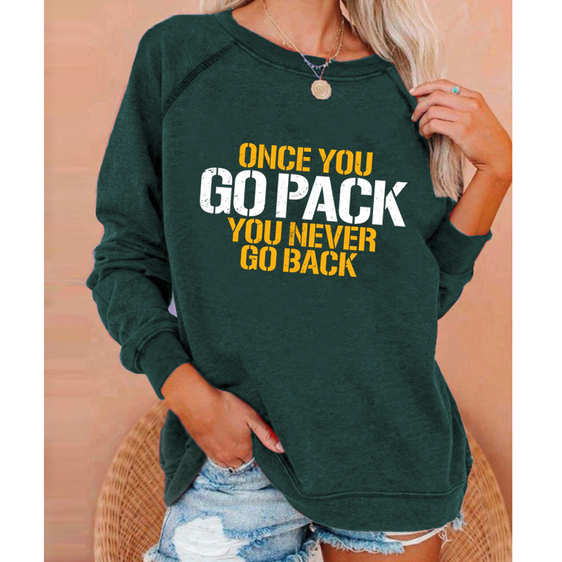 Temperament Fashion Printed Round Neck Sweatshirt-Green Bay Packers - fitnfan