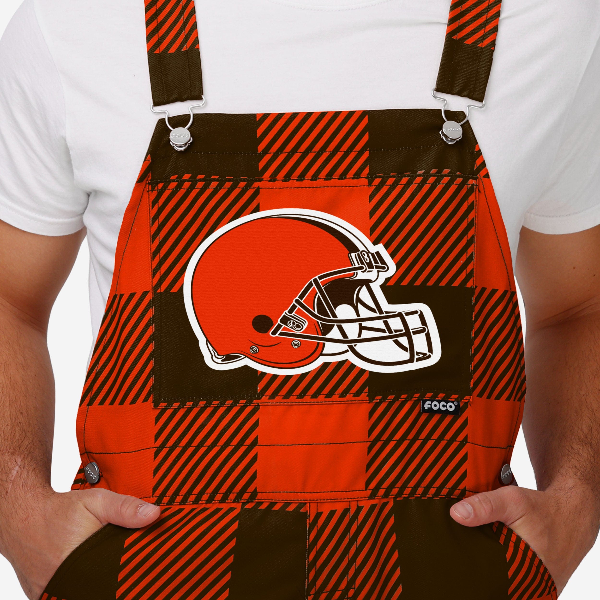 Cleveland Browns Mens Plaid Bib Overalls-Cleveland Browns - fitnfan