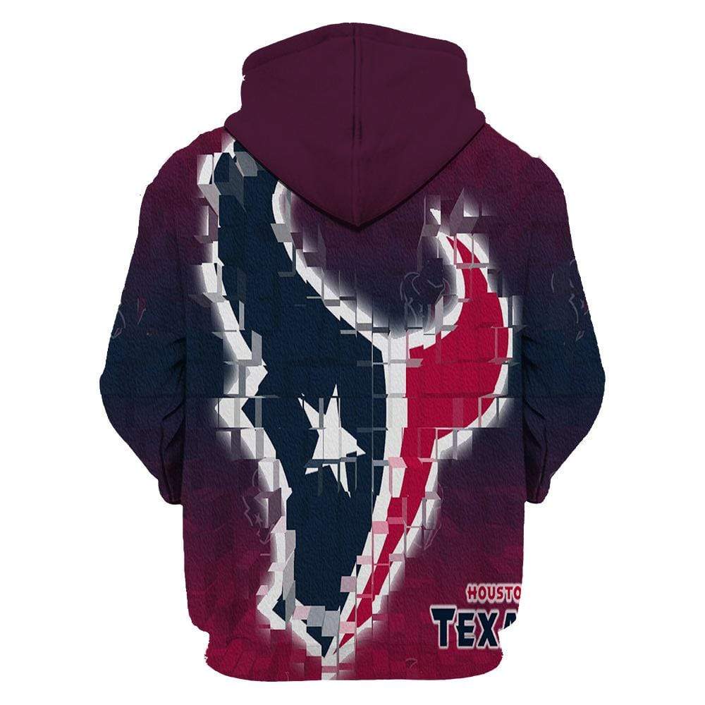 Houston Texans Printed Hooded Pocket Pullover Sweater-Houston Texans - fitnfan