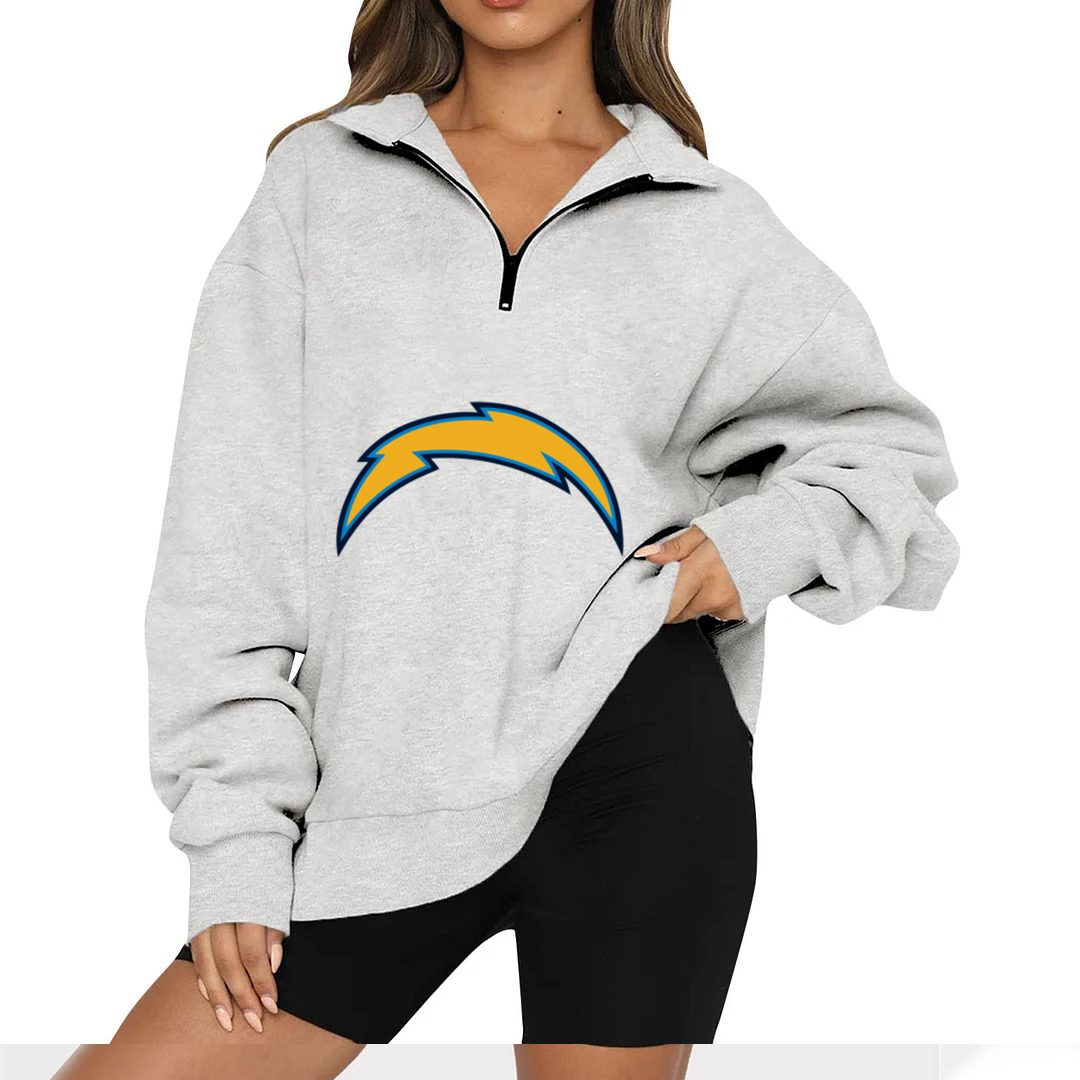 New Ladies Sports Leisure Lapel Zipper Sweatshirt-Los Angeles Rams - fitnfan