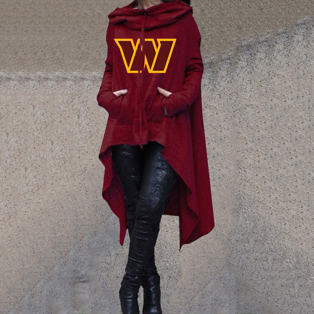 Fashionable Print Irregular Long Sleeve Sweatshirt-Washington Commanders - fitnfan