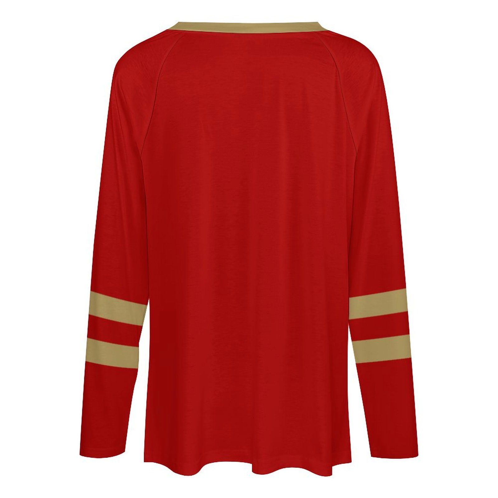 San Francisco 49ers Women's V-neck Double-layered Long-sleeved Loose T-shirt-San Francisco 49ers - fitnfan