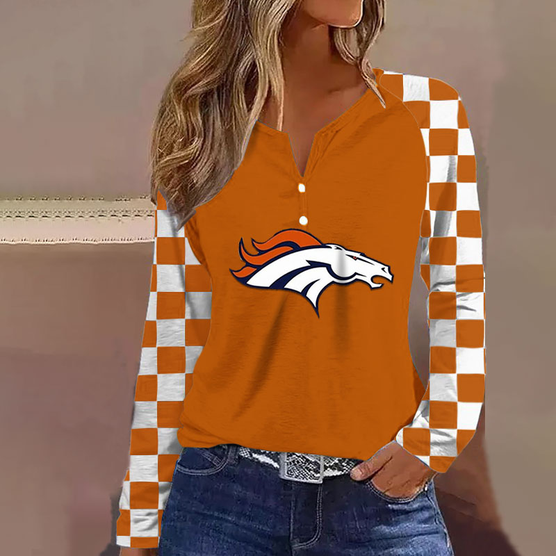 V NECK SHIFT Casual BLOUSE-Denver Broncos - fitnfan