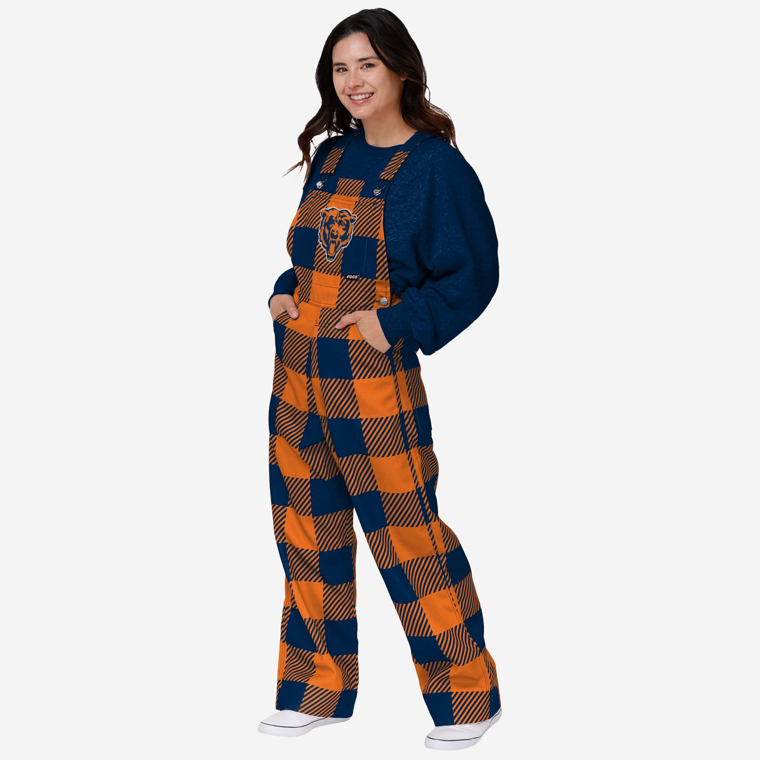 Chicago Bears Womens Plaid Bib Overalls-Chicago Bears - fitnfan