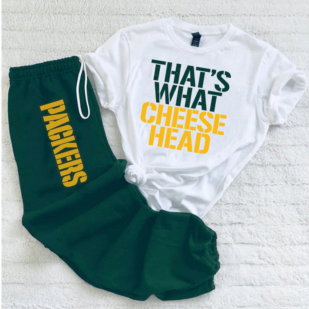 Two-piece Casual printed pants suit-Green Bay Packers - fitnfan