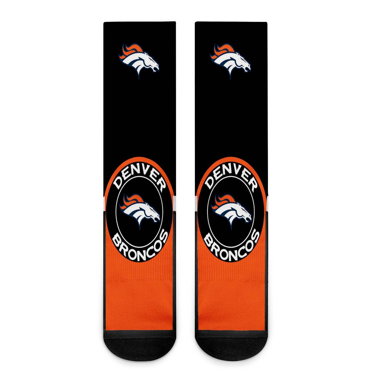 Denver Broncos For Bare Feet Crew Socks-Denver Broncos - fitnfan