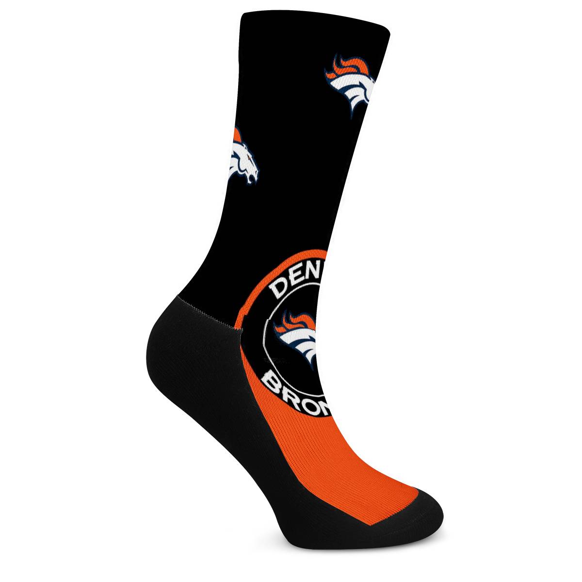 Denver Broncos For Bare Feet Crew Socks-Denver Broncos - fitnfan