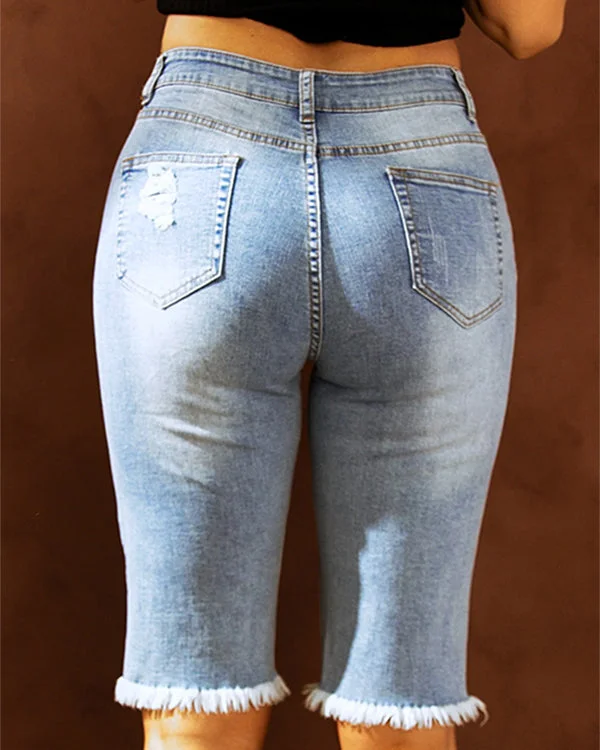Casual fashion perforated printed jeans-Philadelphia Eagles - fitnfan