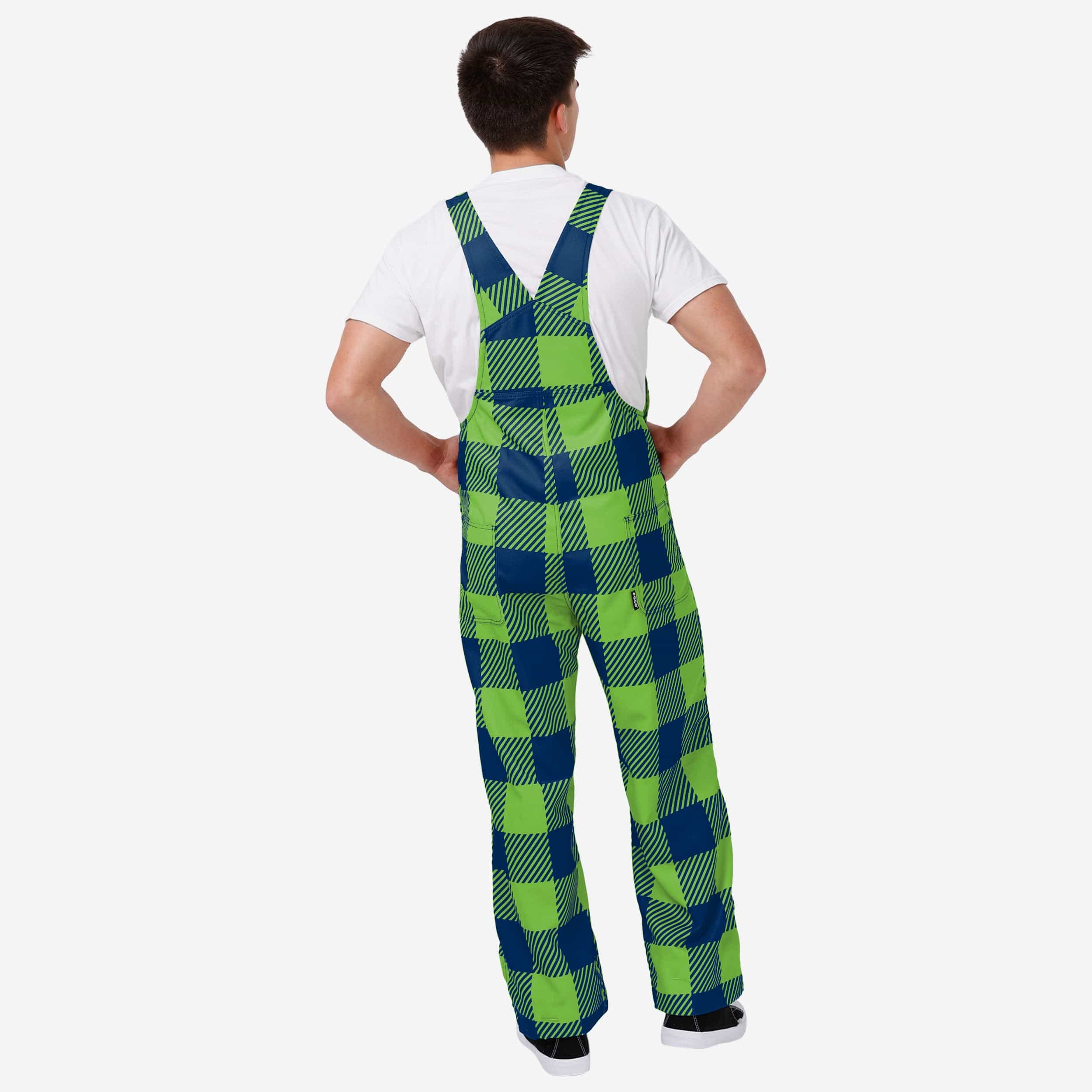 Seattle Seahawks Mens Plaid Bib Overalls-Seattle Seahawks - fitnfan