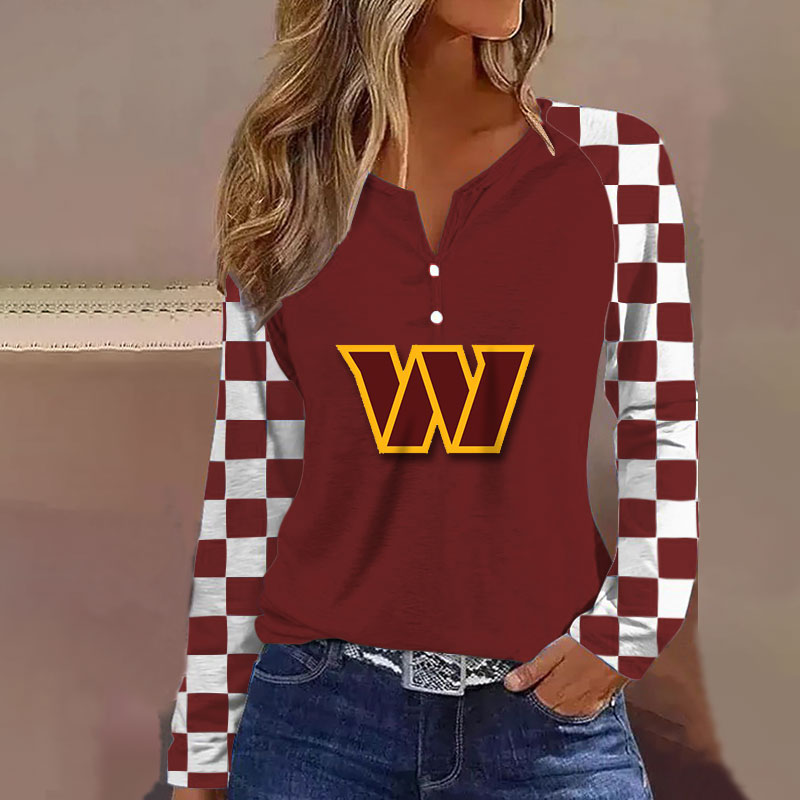 V NECK SHIFT Casual BLOUSE-Washington Commanders - fitnfan