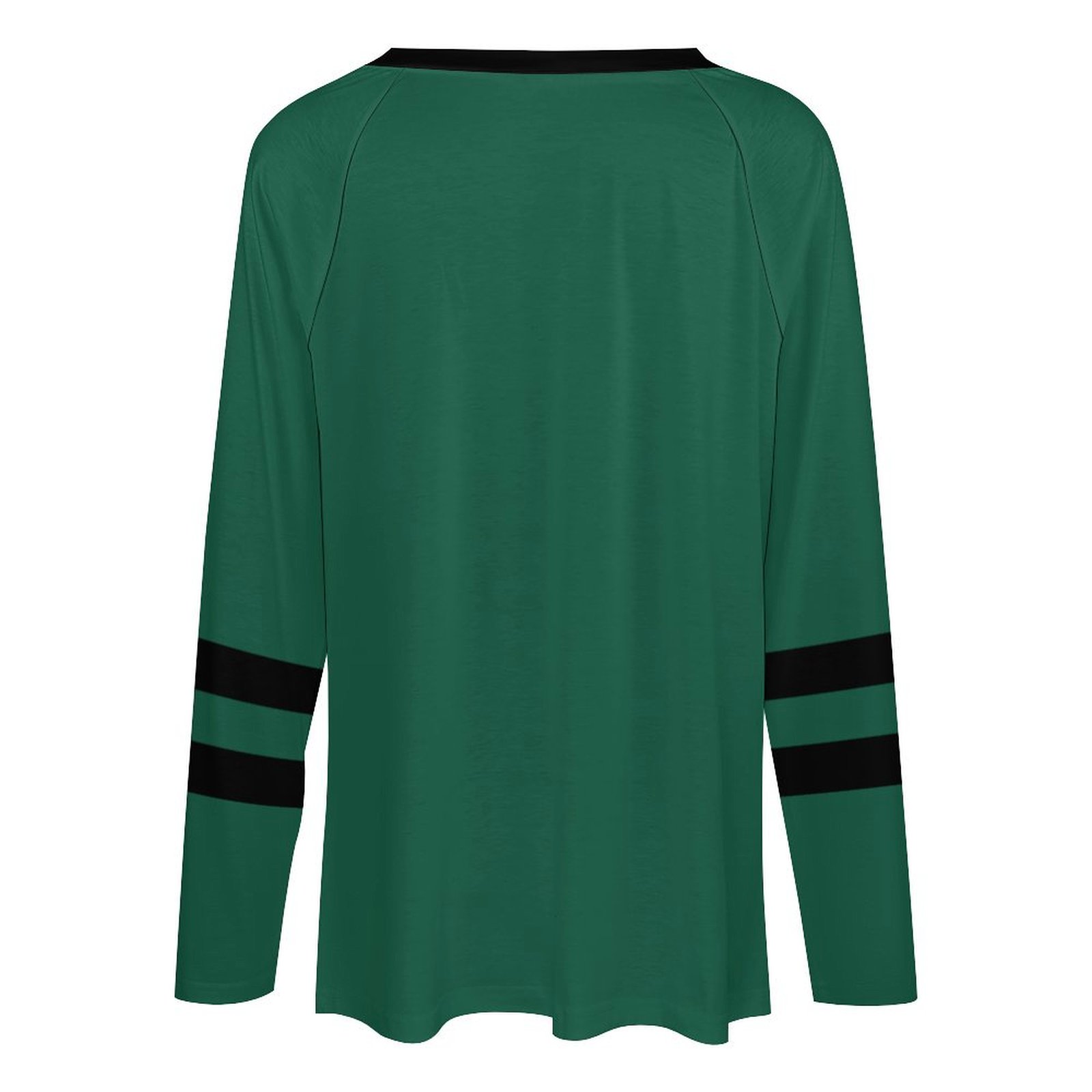 New York Jets Women's V-neck Double-layered Long-sleeved Loose T-shirt-New York Jets - fitnfan