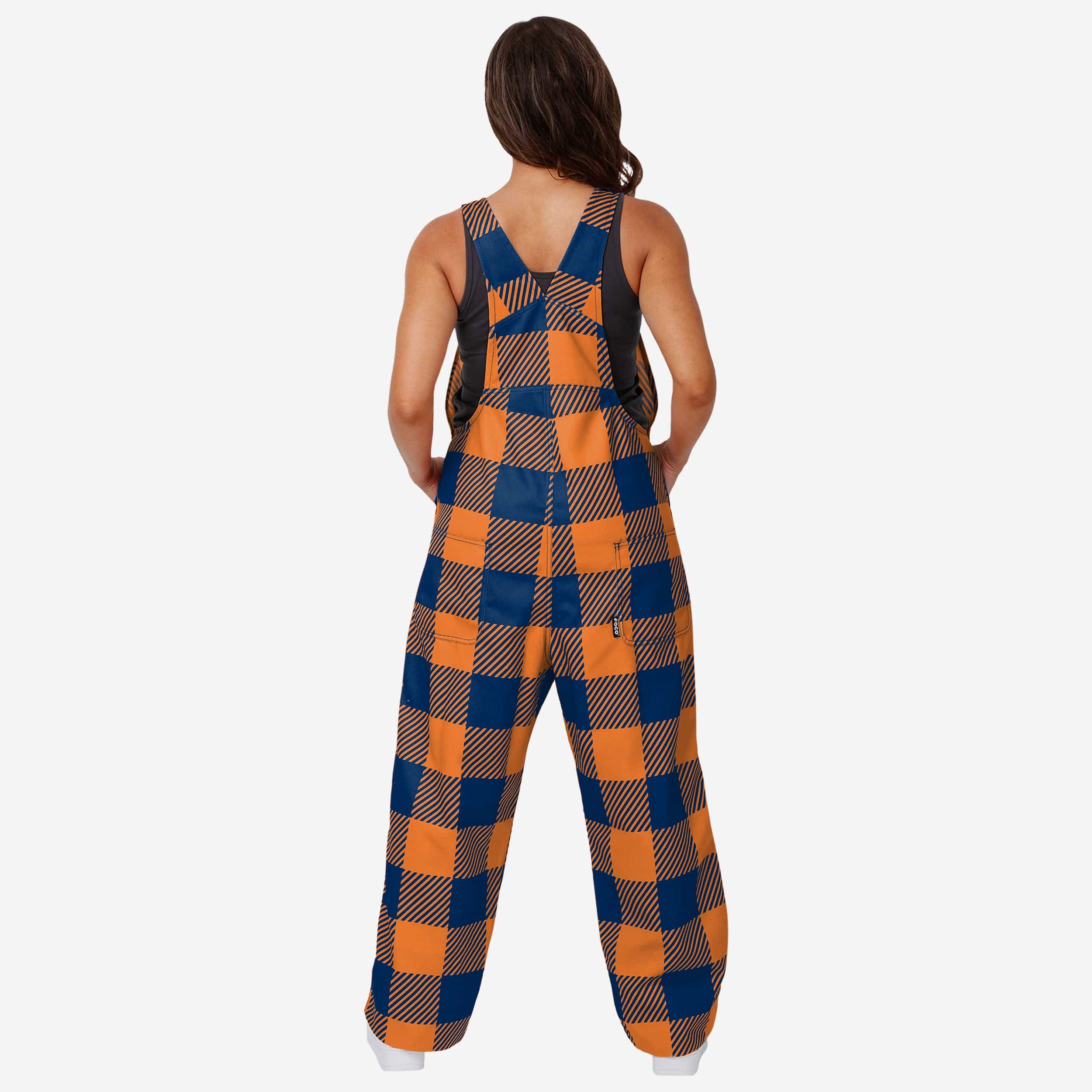Denver Broncos Womens Plaid Bib Overalls-Denver Broncos - fitnfan