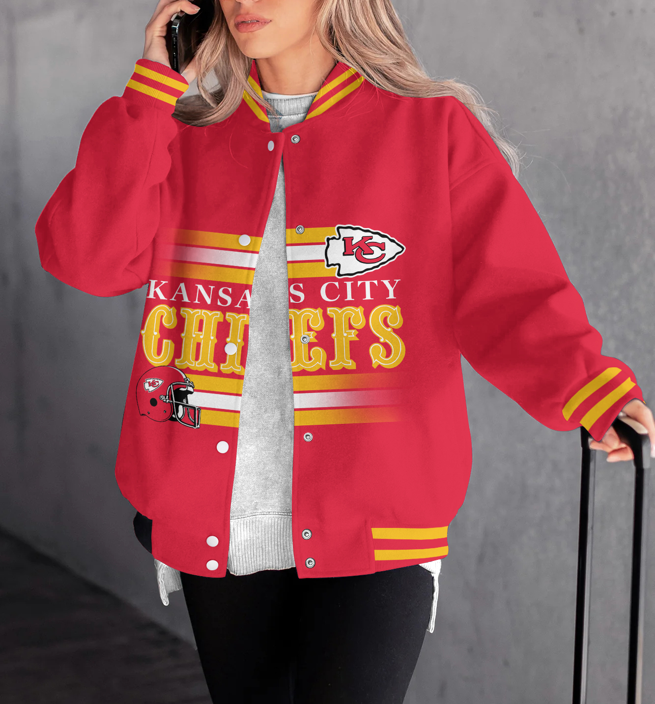Kansas City Chiefs Women's Long Pass Full- Snap Casual Jacket - fitnfan