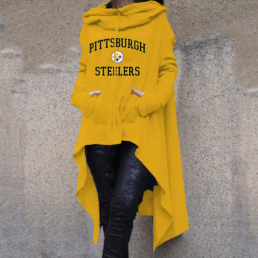 Fashionable Print Irregular Long Sleeve Sweatshirt-Pittsburgh Steelers - fitnfan