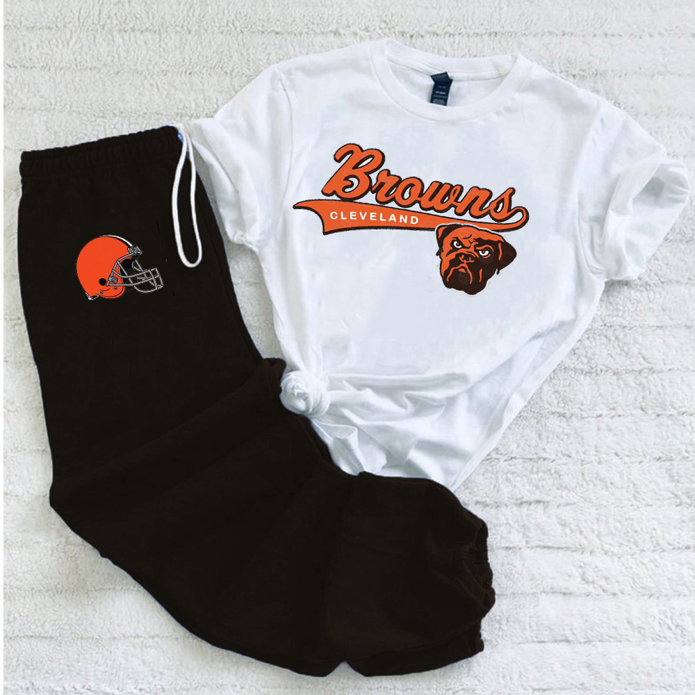Casual loose fashion printed suit-Cleveland Browns - fitnfan