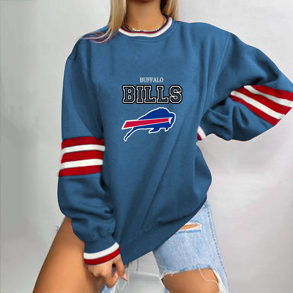 Casual loose print Pullover-Buffalo Bills - fitnfan