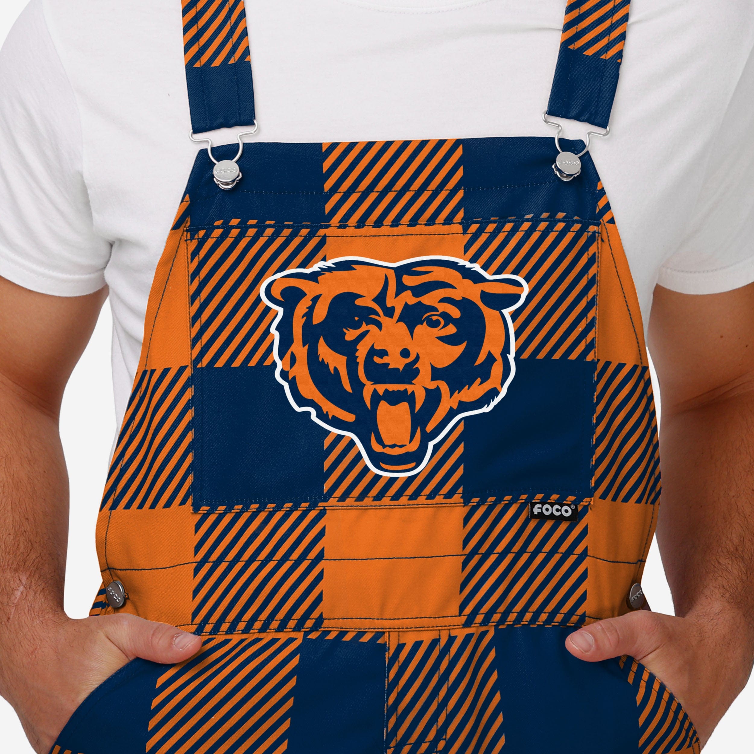Chicago Bears Mens Plaid Bib Overalls-Chicago Bears - fitnfan