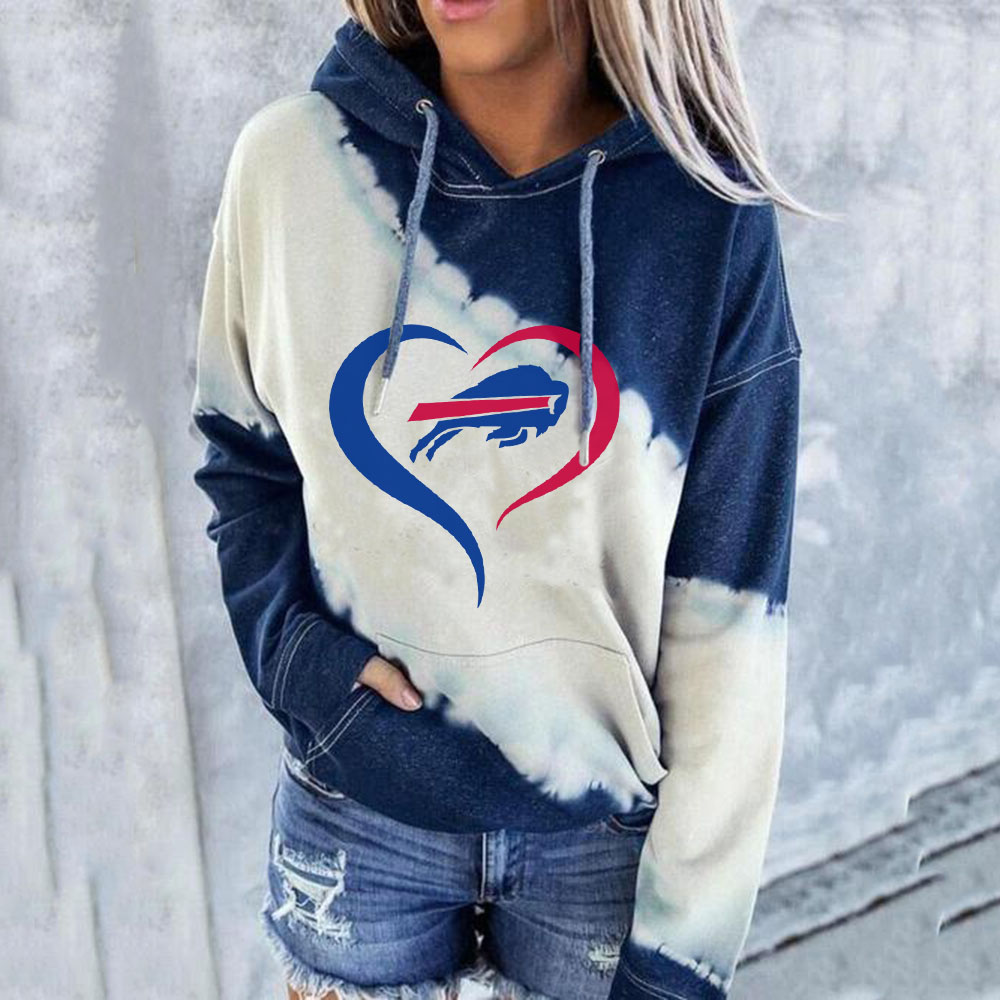 Casual loose stitched print Hoodie-Buffalo Bills - fitnfan