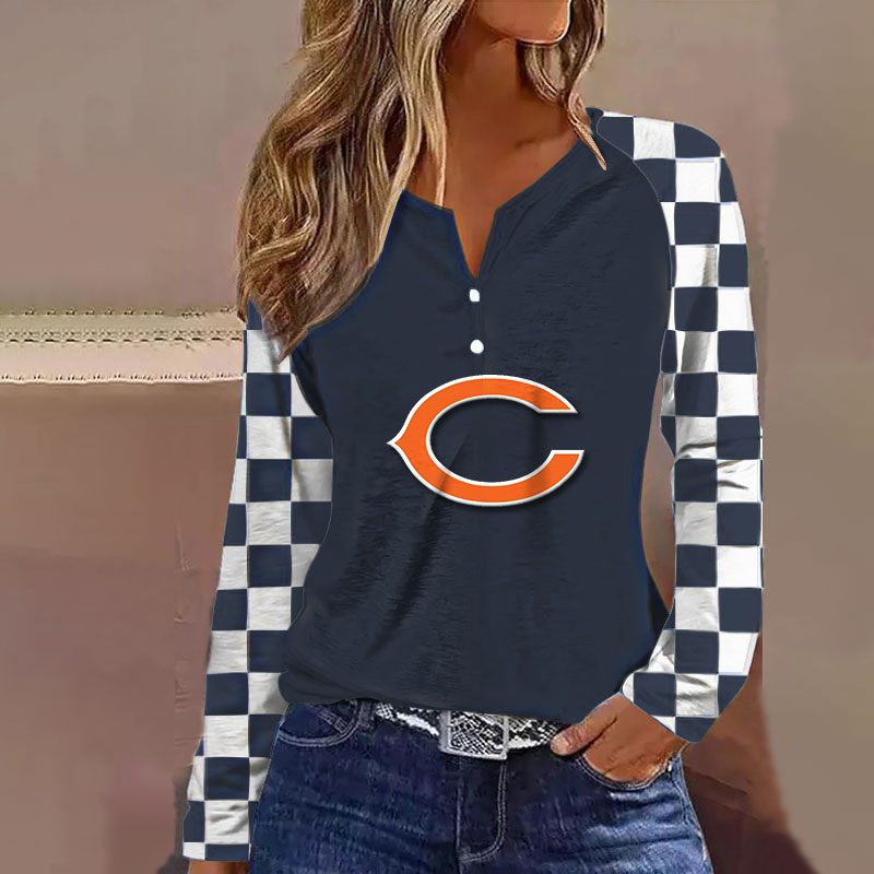 V NECK SHIFT Casual BLOUSE-Chicago Bears - fitnfan