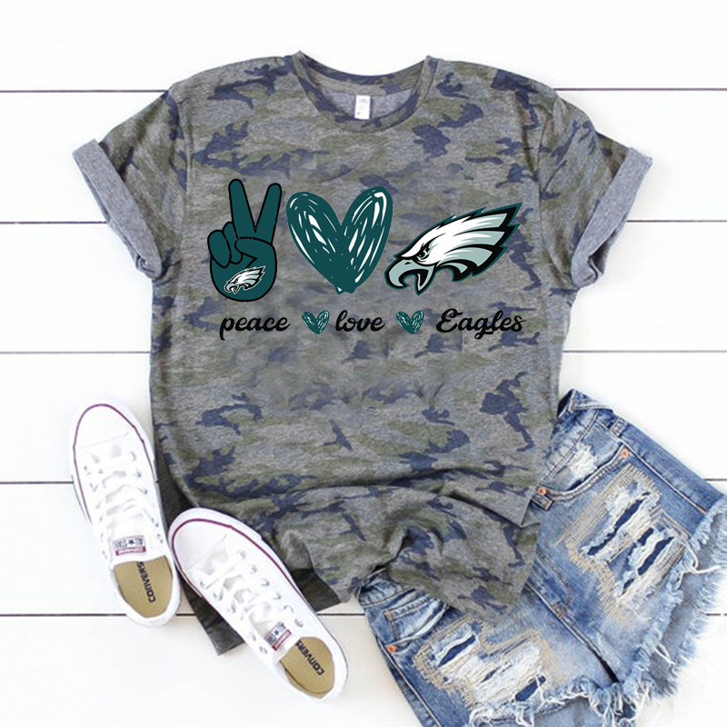 Camouflage print round neck unisex T-shirt-Philadelphia Eagles - fitnfan