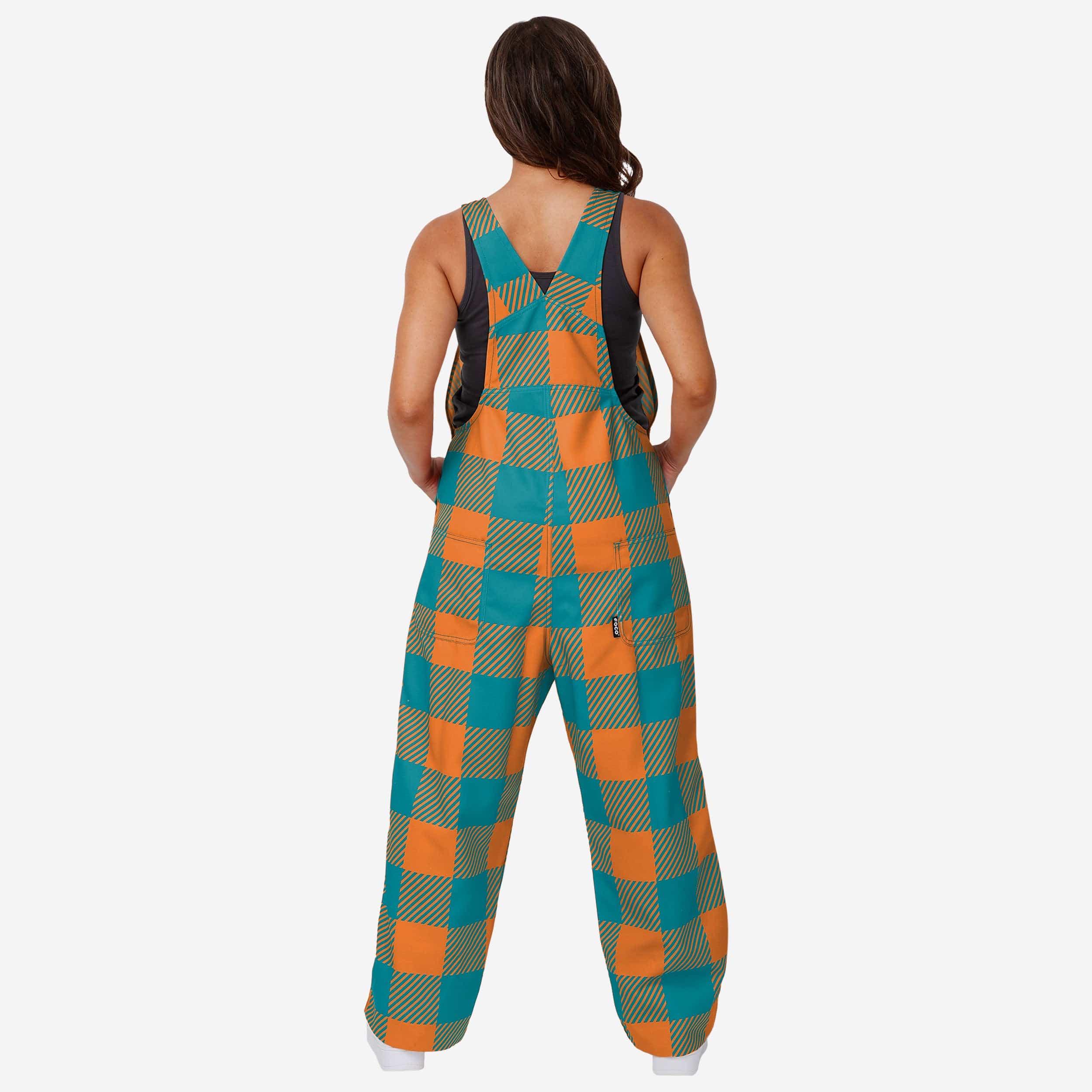 Miami Dolphins Womens Plaid Bib Overalls-Miami Dolphins - fitnfan