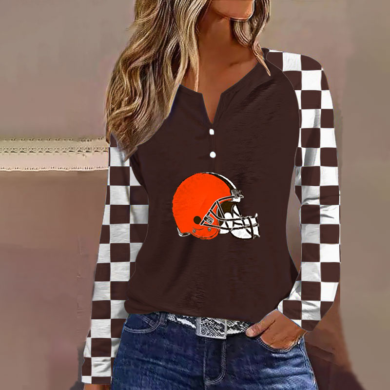 V NECK SHIFT Casual BLOUSE-Cleveland Browns - fitnfan