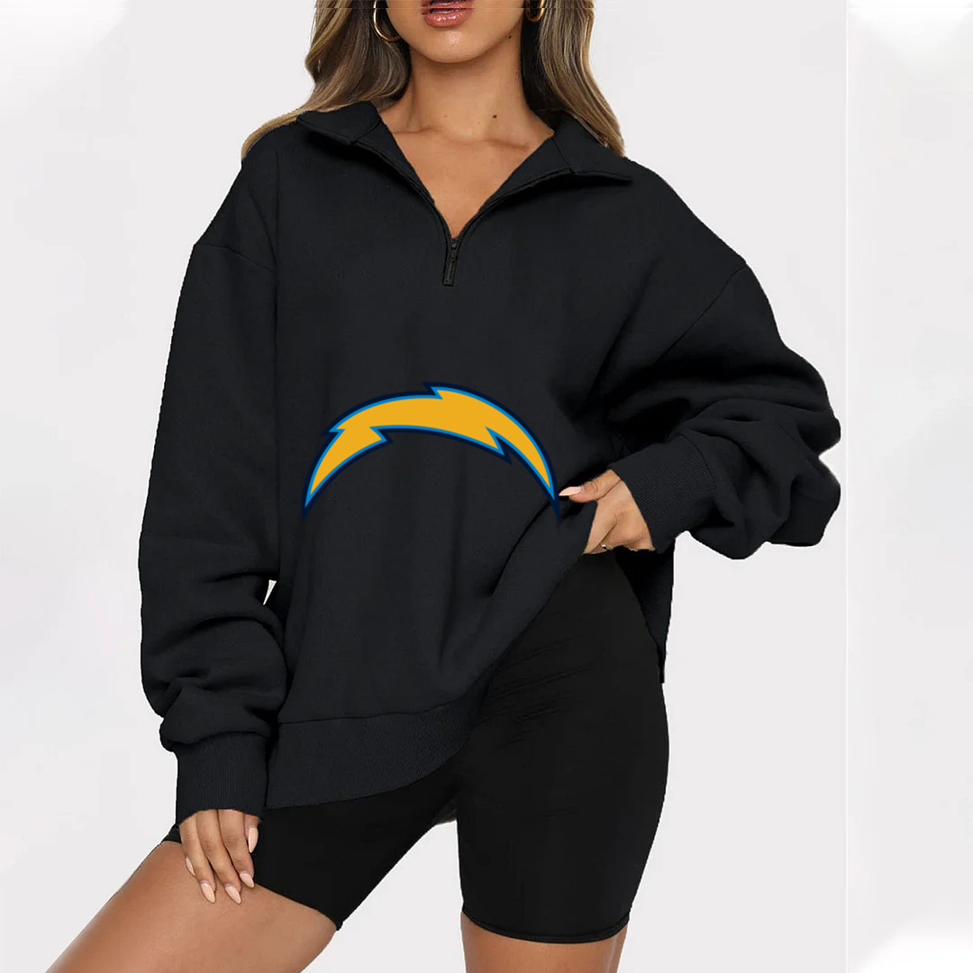 New Ladies Sports Leisure Lapel Zipper Sweatshirt-Los Angeles Rams - fitnfan