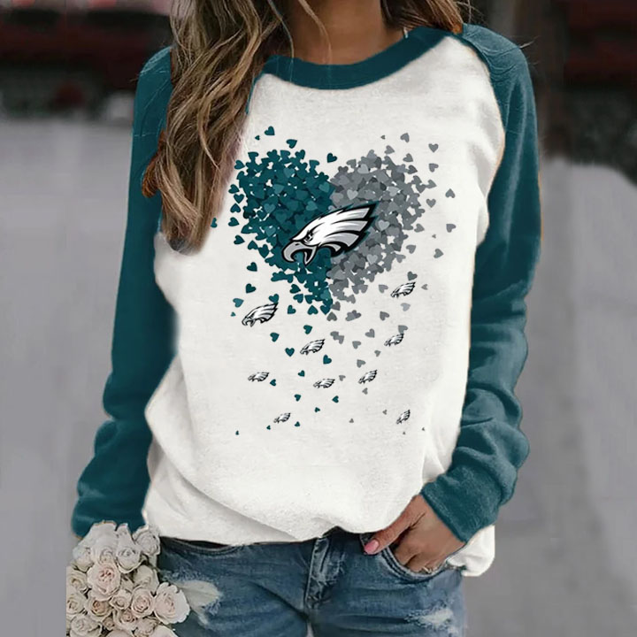 Women's Football Print Casual Sweatshirt-Philadelphia Eagles - fitnfan