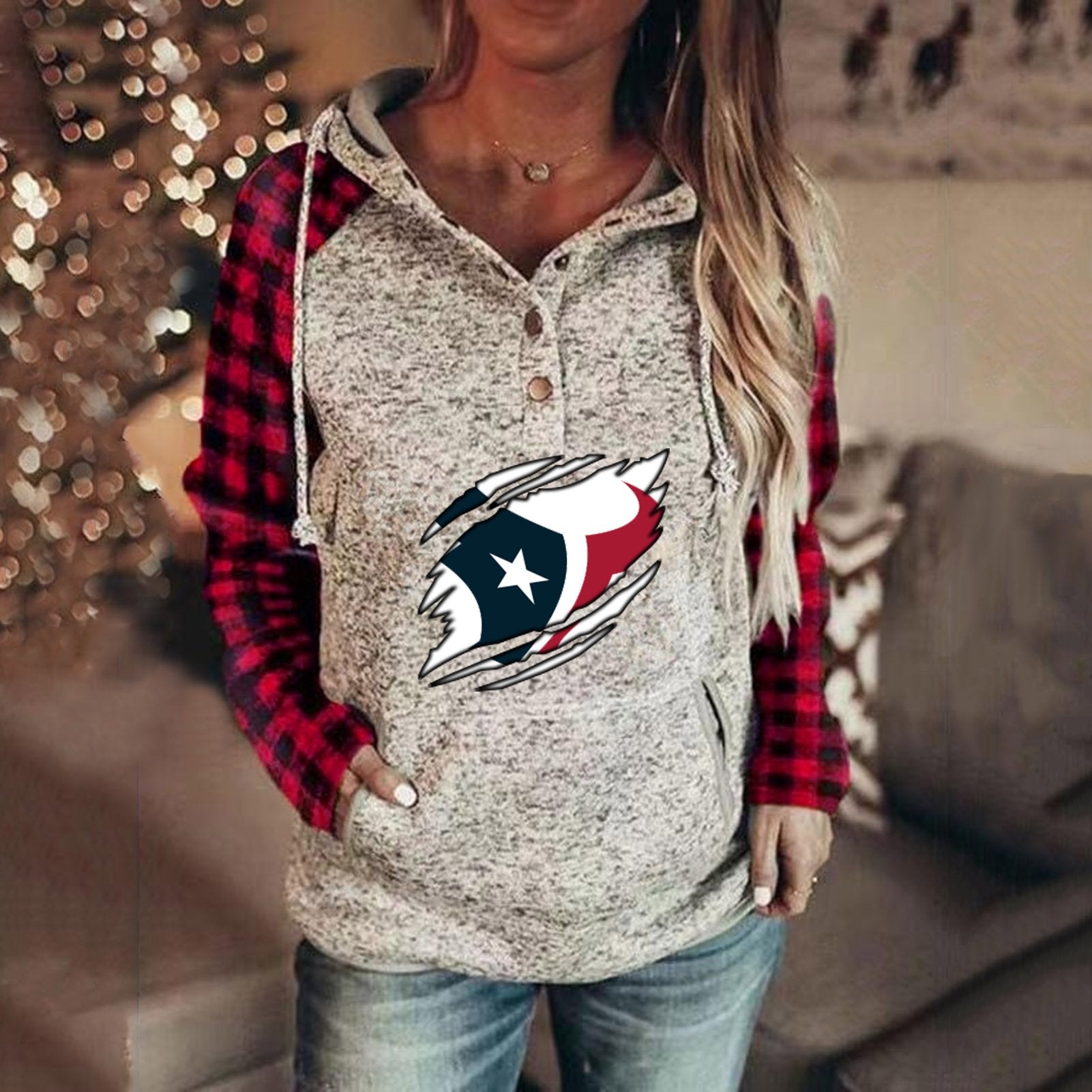 Houston Texans 3D Printed Splicing Hoodie-Houston Texans - fitnfan
