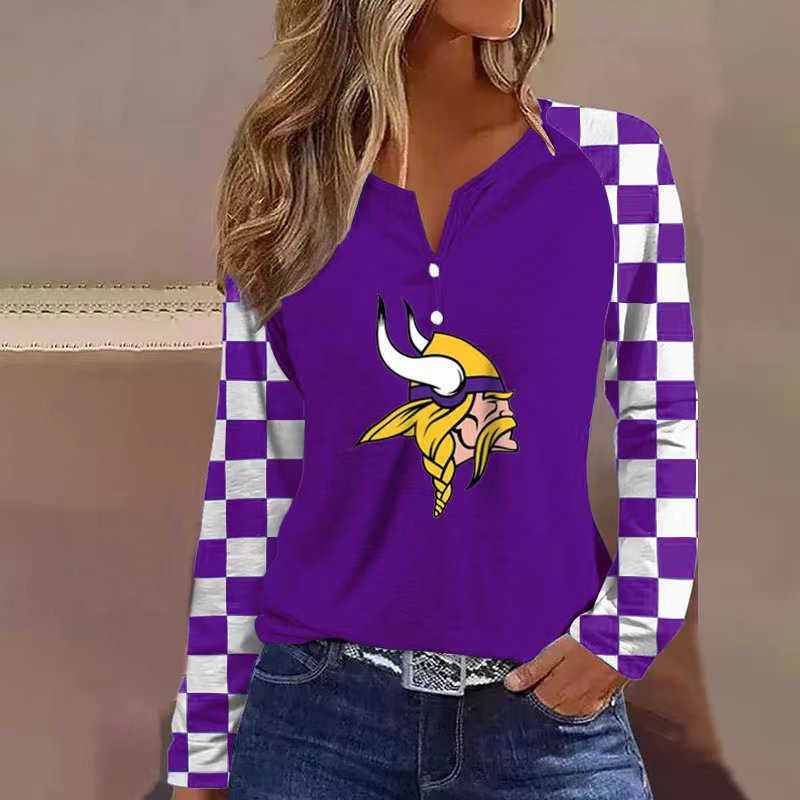 V NECK SHIFT Casual BLOUSE-Minnesota Vikings - fitnfan