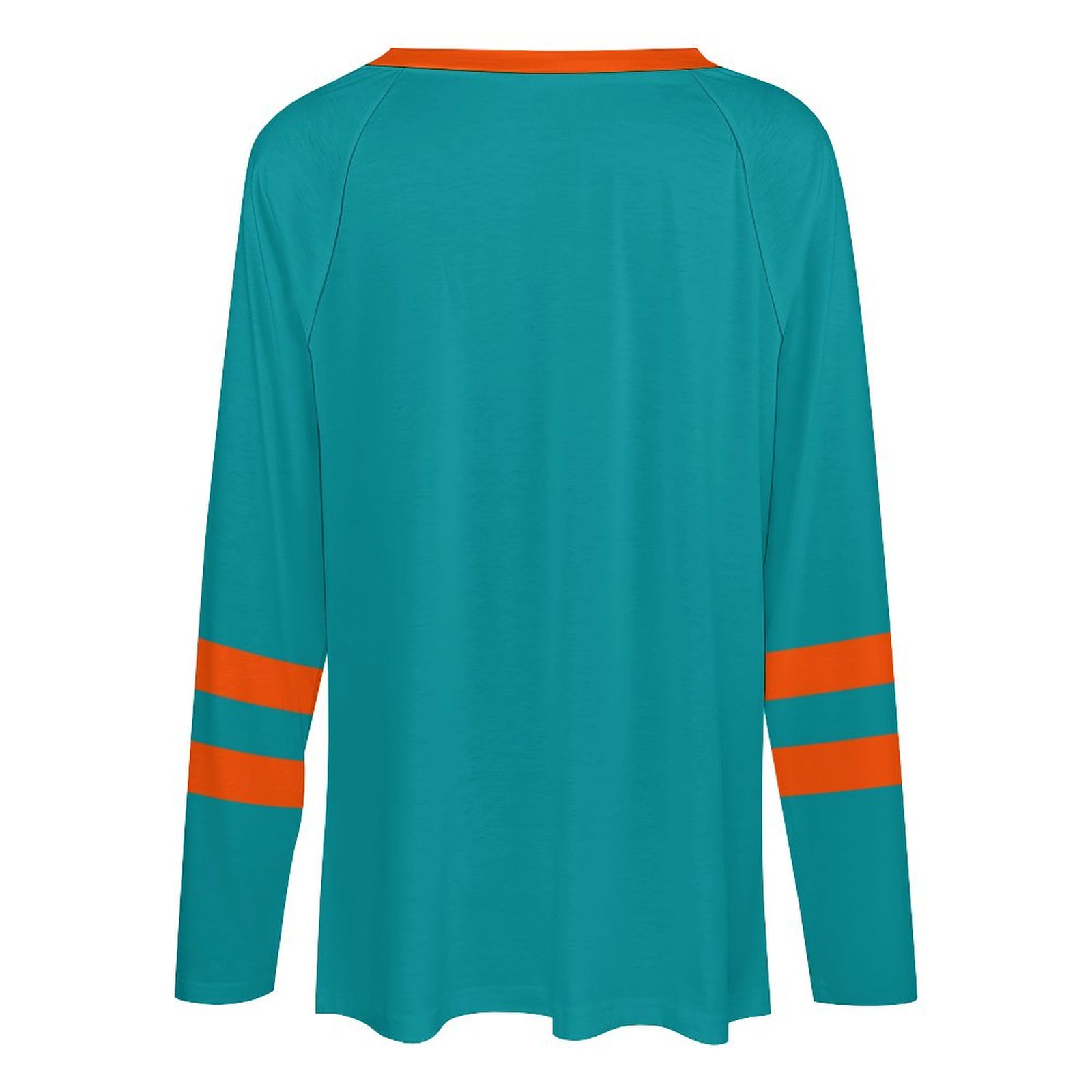 Miami Dolphins Women's V-neck Double-layered Long-sleeved Loose T-shirt-Miami Dolphins - fitnfan