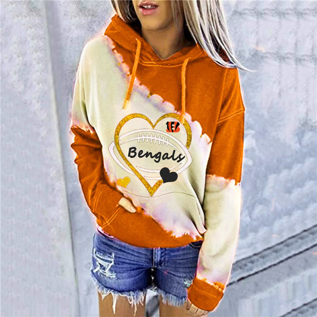 Casual loose contrast printed Hoodie-Cincinnati Bengals - fitnfan