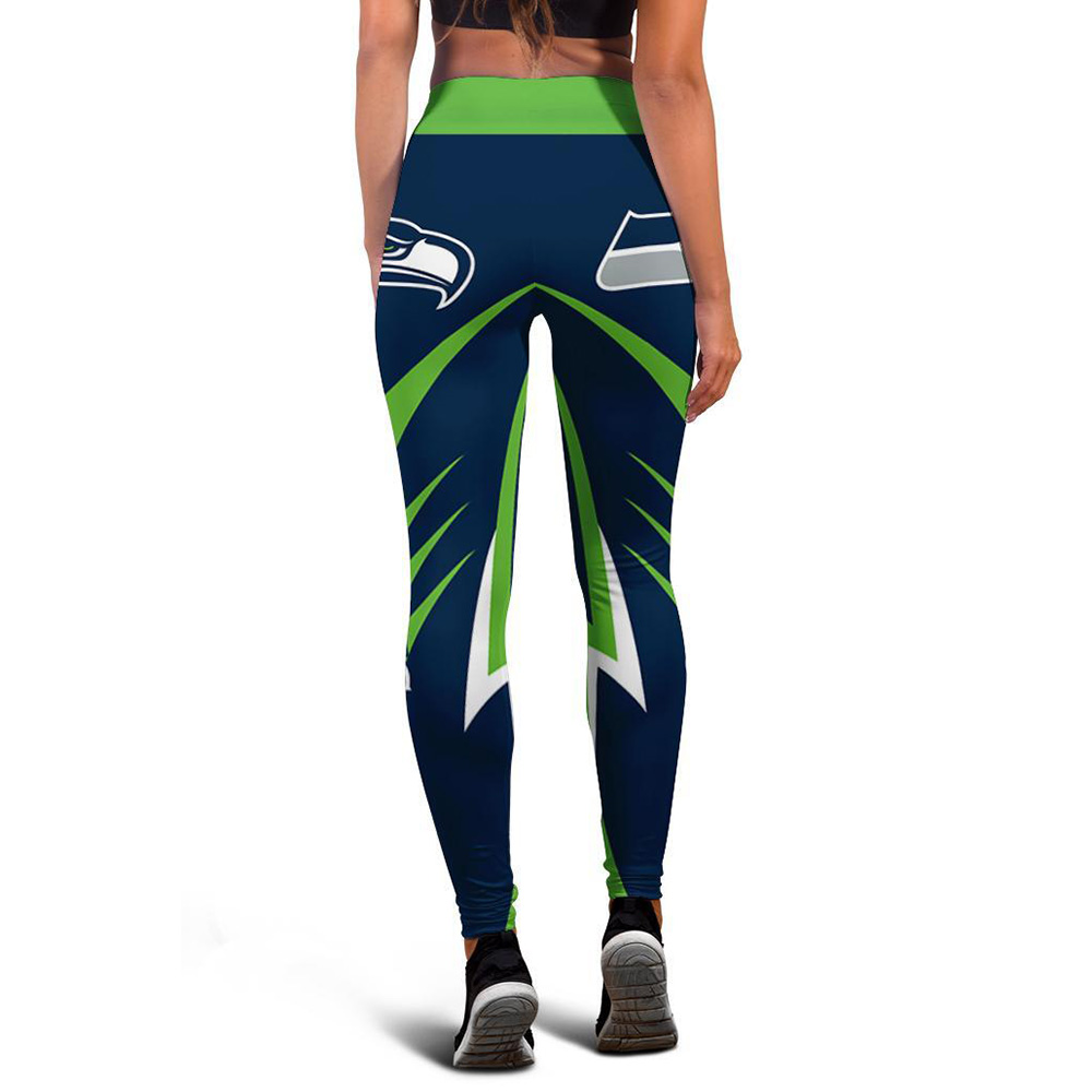 Casual fashion contrast printed Leggings-Seattle Seahawks - fitnfan