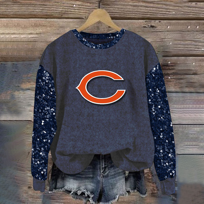 Sequined Sleeves Vintage Sweatshirt-Chicago Bears - fitnfan
