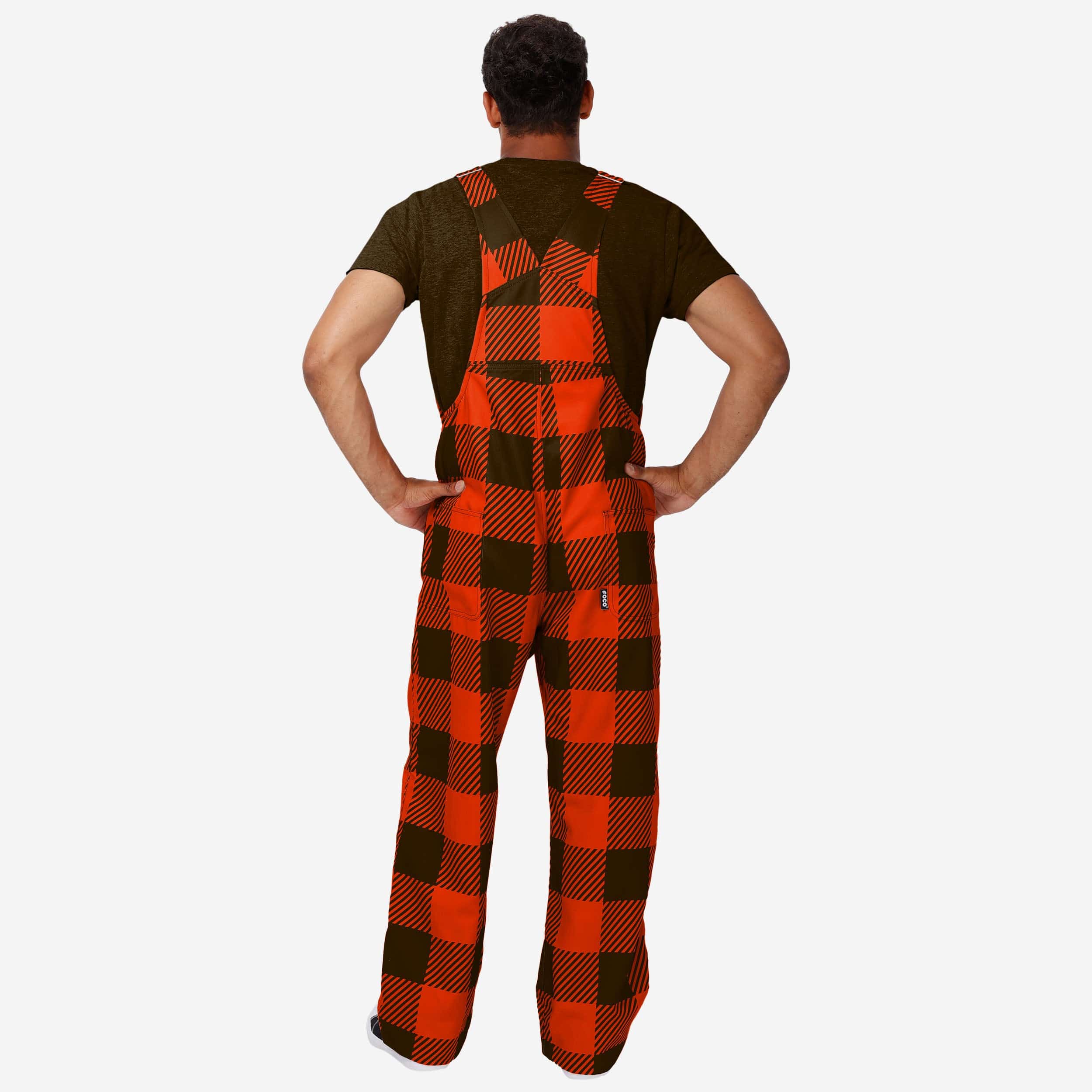 Cleveland Browns Mens Plaid Bib Overalls-Cleveland Browns - fitnfan