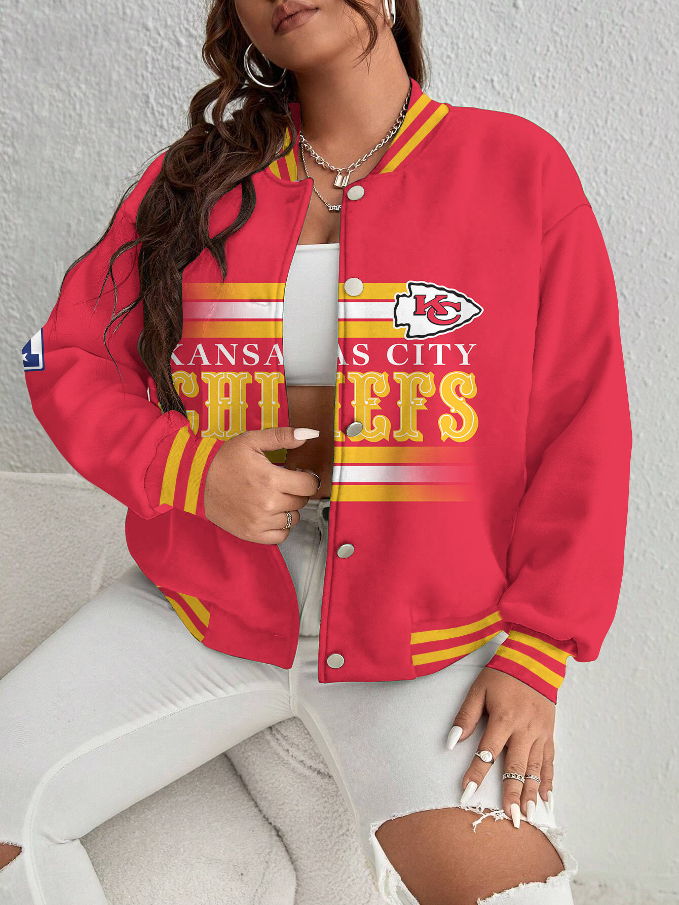 Kansas City Chiefs Women's Long Pass Full- Snap Casual Jacket - fitnfan