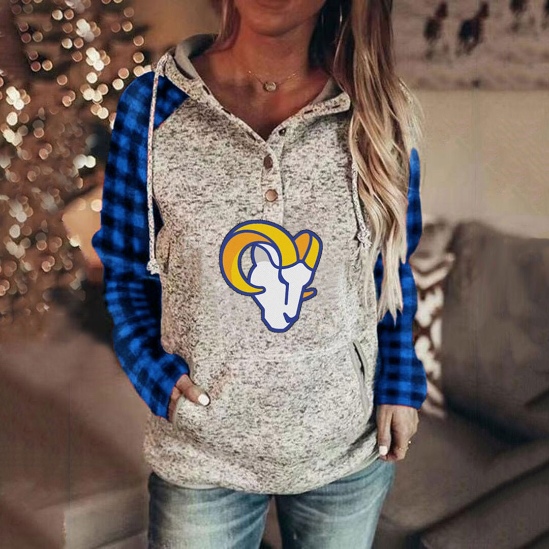 Casual loose stitched print Hoodie-Los Angeles Rams - fitnfan