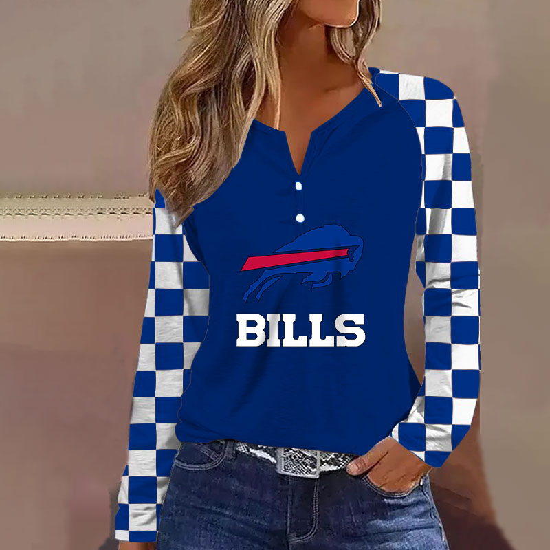 V NECK SHIFT Casual BLOUSE-Buffalo Bills - fitnfan