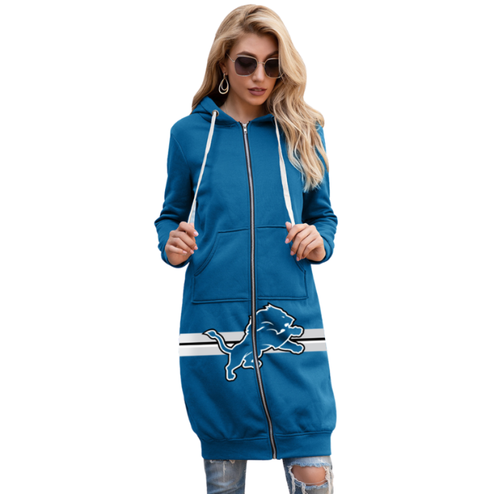 Women's plus-size loose-fit hoodie-Detroit Lions - fitnfan