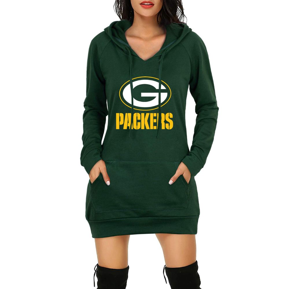 Women's Printed Casual Hoodie-Green Bay Packers - fitnfan