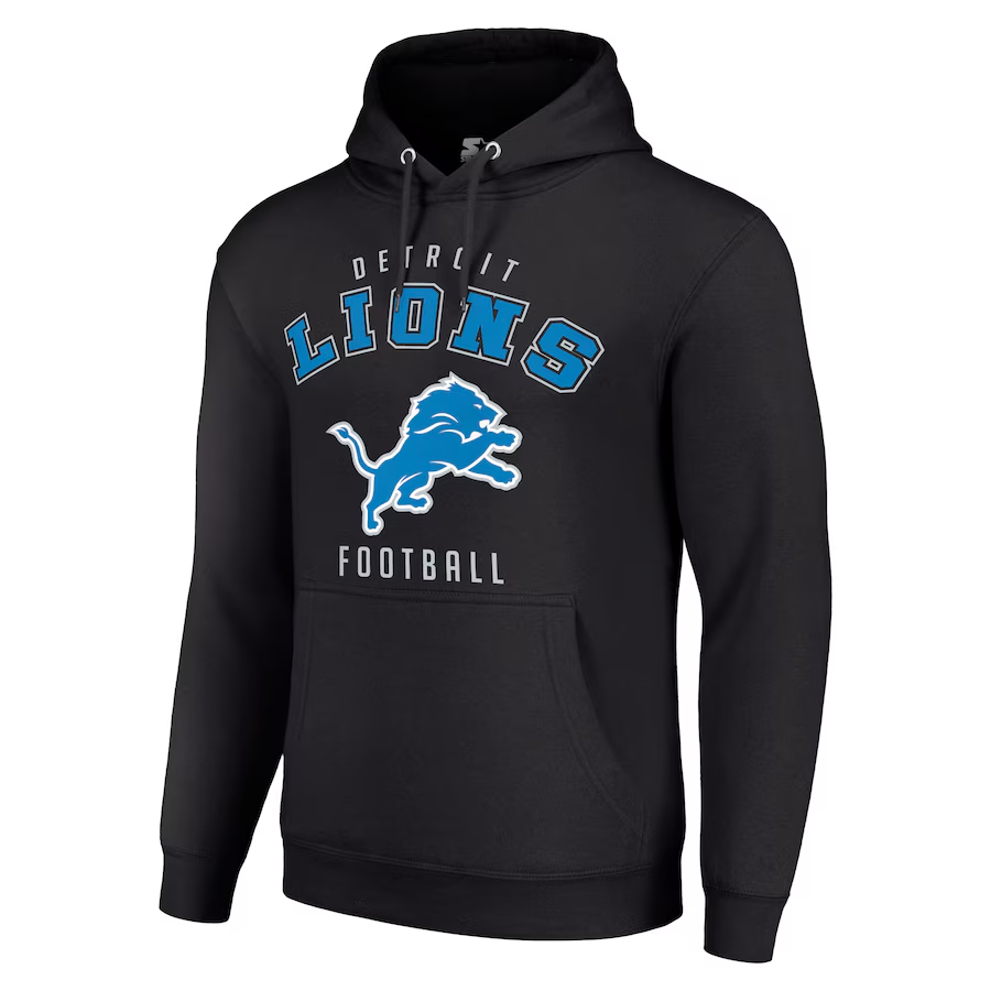 Unisex Detroit Lions Starter Black Logo Pullover Hoodie-Detroit Lions - fitnfan