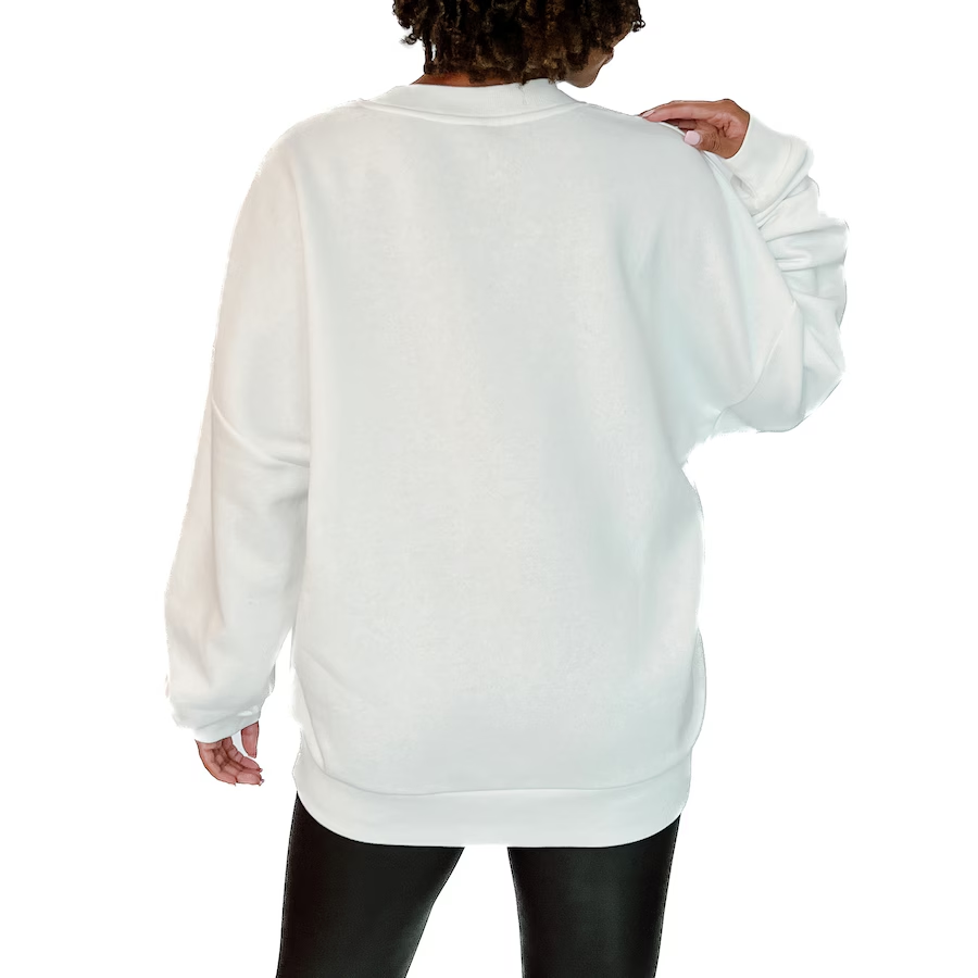 Women's Detroit Lions Gameday Couture White Just Go With It Oversized Long Sleeve Crewneck Sweatshirt-Detroit Lions - fitnfan